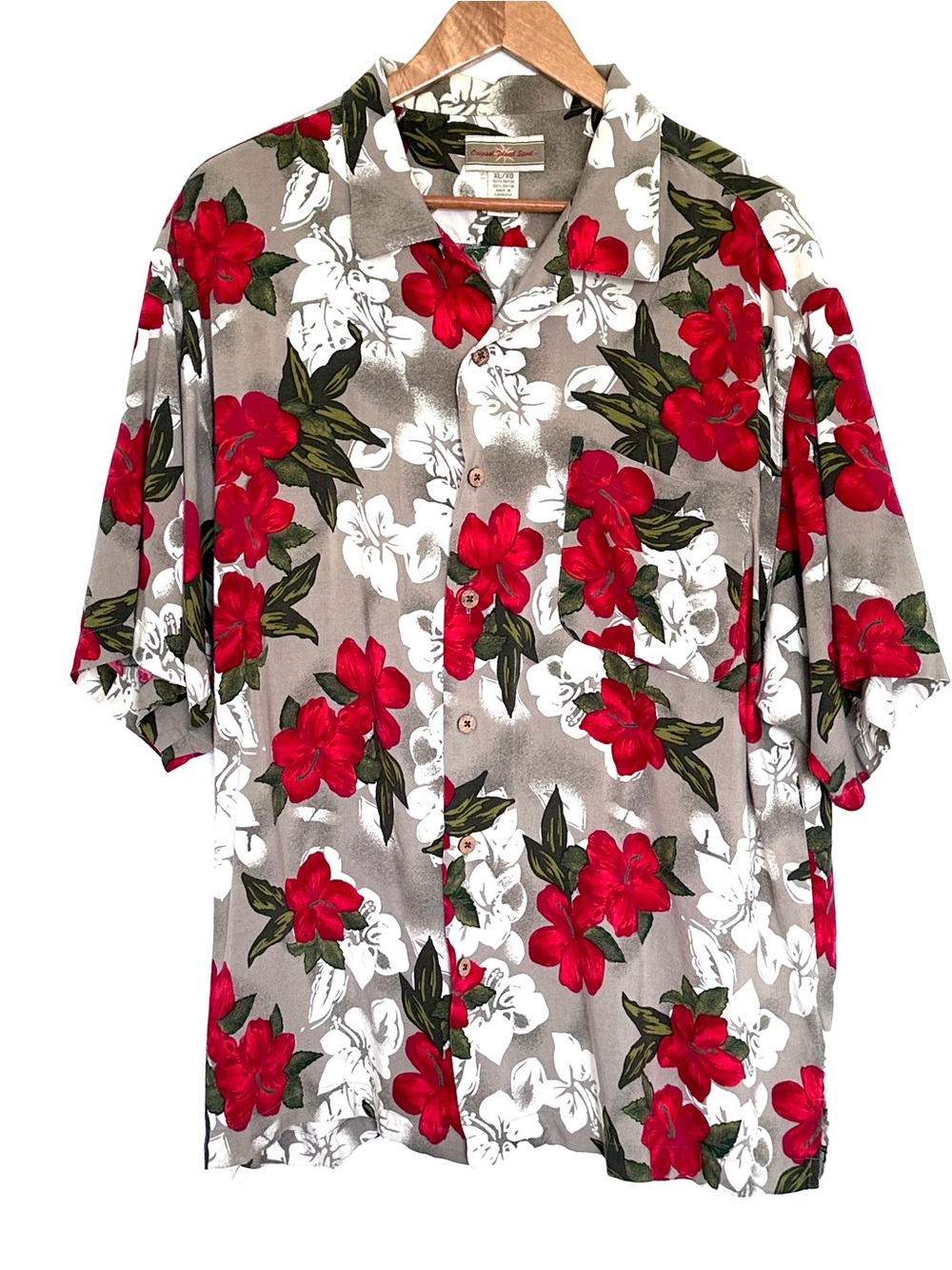 Original Island Sport Shirt Men’s XL Floral Rayon Button Up Short Sleeve Pocket